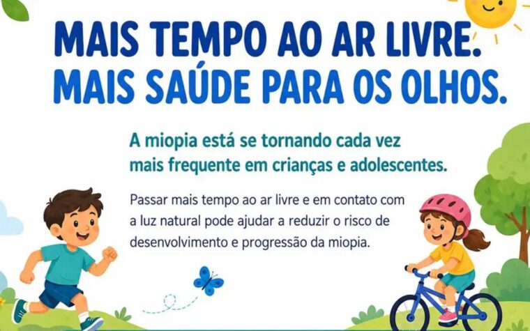 Cartilha recomenda 2 horas diárias ao ar livre contra a miopia